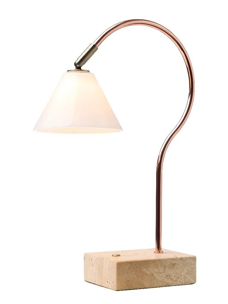 HALO DESIGN 801374 | QUESTION PORTABLE TABLE LAMP - COPPER ANTIQUE BRASS OPAL GLASS 2700K 1,7W DIMMABLE IP20