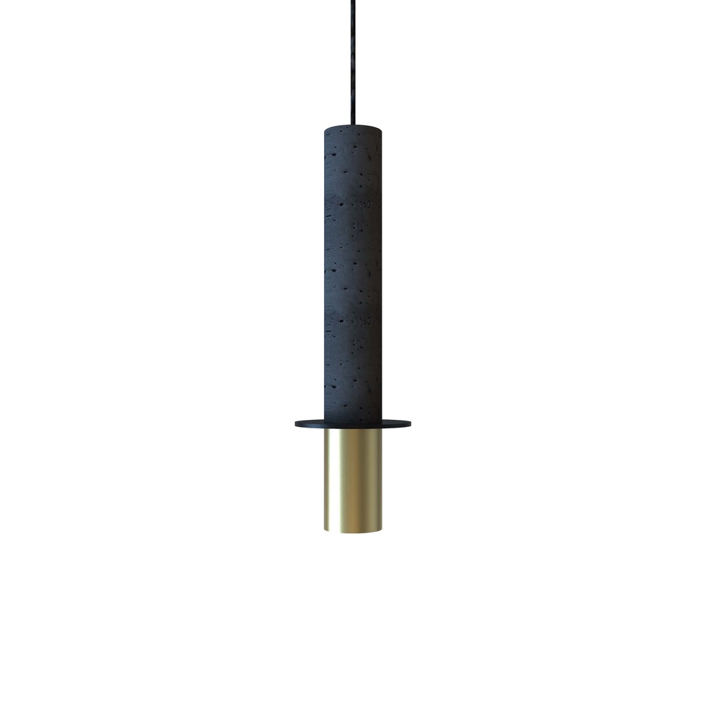 ROBIN 06945 | RITA PENDANT - MATTE POLISHED BRASS STRUCTURE AND MATTE BLACK DISC