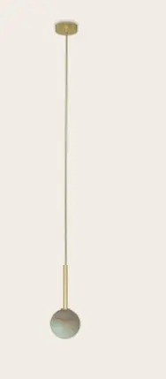 ROBIN 06594 | ROYAL PENDANT SIMPLE - MATTE POLISHED BRASS BASE, ALABASTER SPHERE, AND GOLDEN TEXTILE CABLE