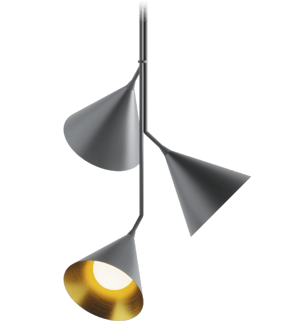 ROBIN LAMPS 01025 | RUBI PENDANT TRIO - MAT BLACK AND GOLD