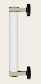 ROBIN 06402 | ROSELINE WALL 36 - BLACK BASE, BEIGE STRAP, AND CLEAR GLASS SHADE.