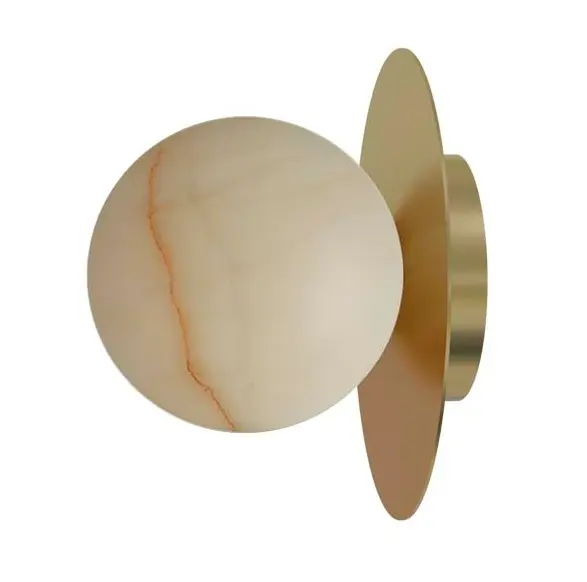 ROBIN 06648 | ROYAL WALL DISC - MATTE POLISHED BRASS BASE AND DISC, AND ALABASTER SPHERE