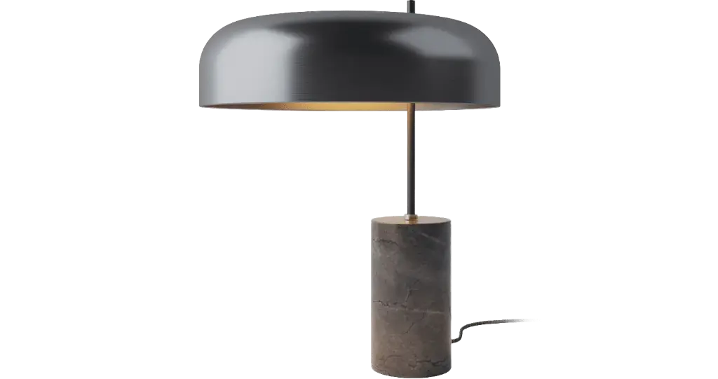 ROBIN 01698 | ROMINA TABLE - DARK MARBLE BASE AND MATTE BLACK SHADE