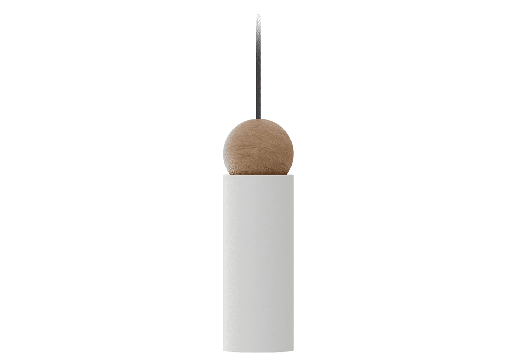 ROBIN 01124 | MATTE WHITE STRUCTURE AND ASH WOOD BALL / STRUCTURE BLANCHE MATE ET BOULE EN BOIS DE FRÊNE