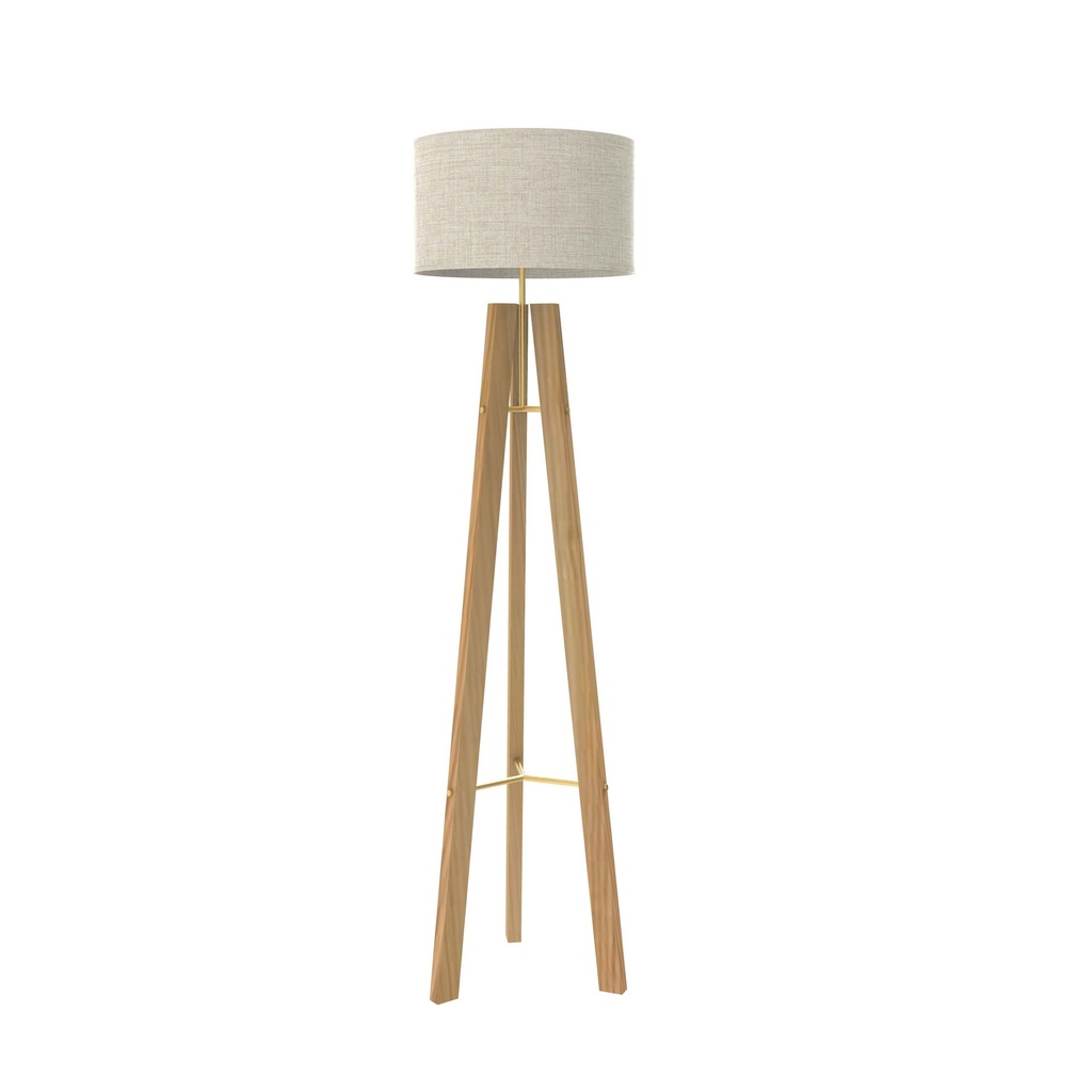 ROBIN 05733 | BREEZE FLOOR - STRUCTURE IN FIR WOOD AND GOLD / LINEN SHADE