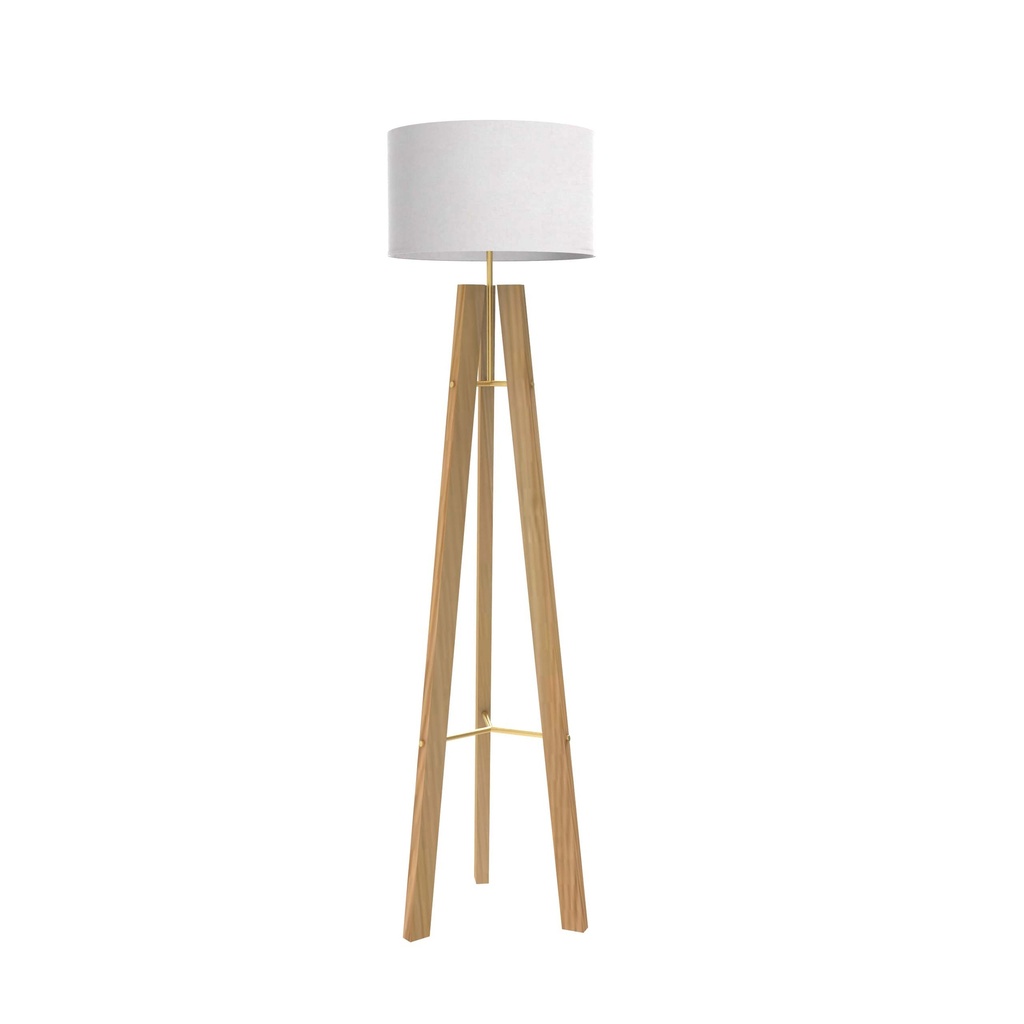 ROBIN 05740 | BREEZE FLOOR - STRUCTURE IN FIR WOOD AND GOLD / WHITE COTTON SHADE