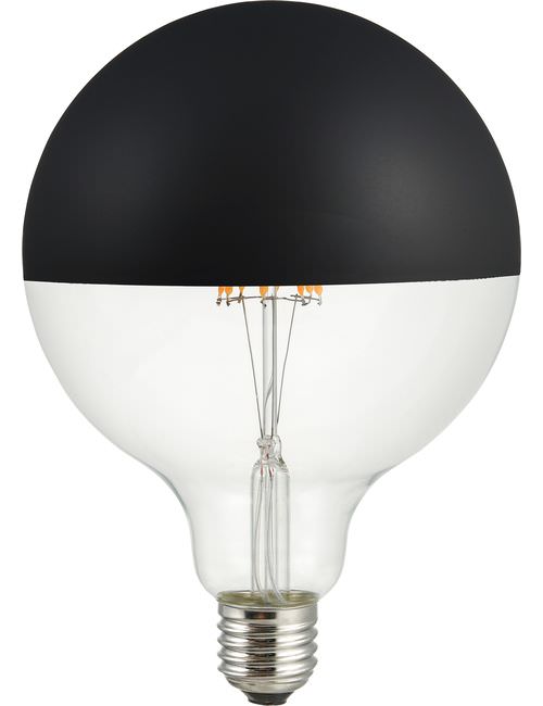 SPL LIGHTING LX023825852 | LED E27 FILAMENT GLOBE TOP MIRROR G125X180MM 230V 470LM 6.5W 2500K 925 360° AC BLACK DIMMABLE