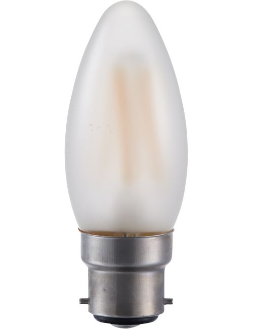 SPL LIGHTING LX024061301 | LED BA22D FILAMENT CANDLE C35X95MM 230V 380LM 4W 2500K 925 360° AC FROSTED DIMMABLE