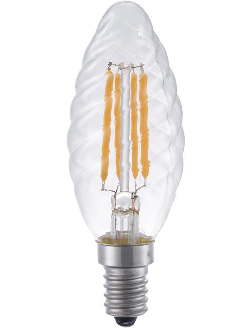 SPL LIGHTING LX023810309-1 | LED E14 FILAMENT TWISTED CANDLE C35X100MM 230V 350LM 4W 2200K 922 360° AC CLEAR DIMMABLE