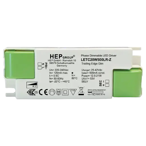 [HEP-11002000076] HEP 11002000076 | LED DRIVER CC DIMMABLE LETC20W500LR-Z (TRAILING EDGE)
