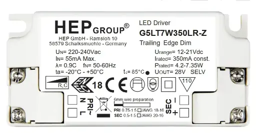 [HEP-G5LT7W700LR-Z] HEP G5LT7W700LR-Z | G5LT 7 W 350-700 MA PHASE DIM