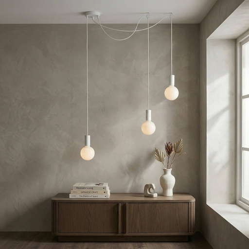 [DAY-810317.00A] DAYLIGHT 810317.00A | PISA PENDEL 3 CADUTE WHITE CRI WHITE G125 GLOBO MILK