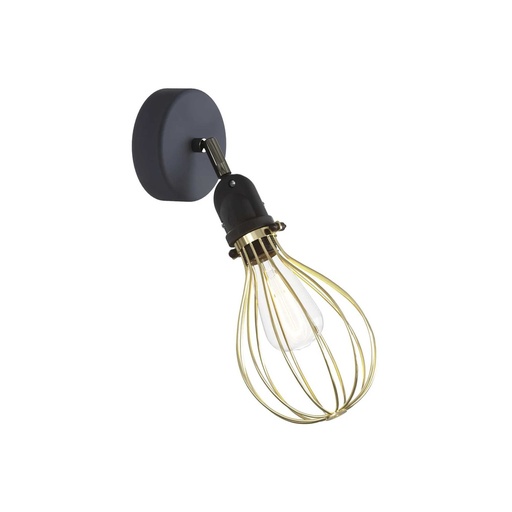 [DAY-APE2TBSNEPAM06GO] DAYLIGHT APE2TBSNEPAM06GO | LAMPADA ORIENTABILE PARETE+PORTALAMPADA E27 IP65 OTTONE+GABBIA PARALUME NUDO DROP