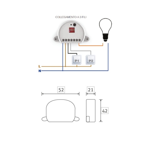 [DAY-551018.00A] DAYLIGHT 551018.00A | VARIATORE UNIVERSALE DA SCATOLA MAX 150W WIFI-FILARE
