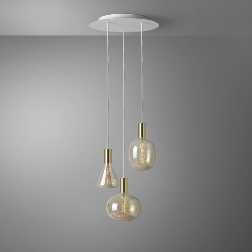 [DAY-810278.00A] DAYLIGHT 810278.00A | ROMA PENDEL 3 CADUTE WHITE ORO ELLIPSE/CONE GOLD