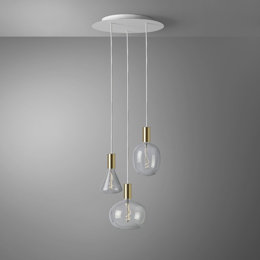 [DAY-810277.00A] DAYLIGHT 810277.00A | ROMA PENDEL 3 CADUTE WHITE ORO ELLIPSE/CONE CLEAR