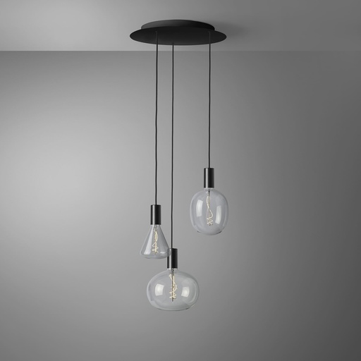 [DAY-810275.00A] DAYLIGHT 810275.00A | ROMA PENDEL 3 CADUTE BLACK ELLIPSE/CONE CLEAR