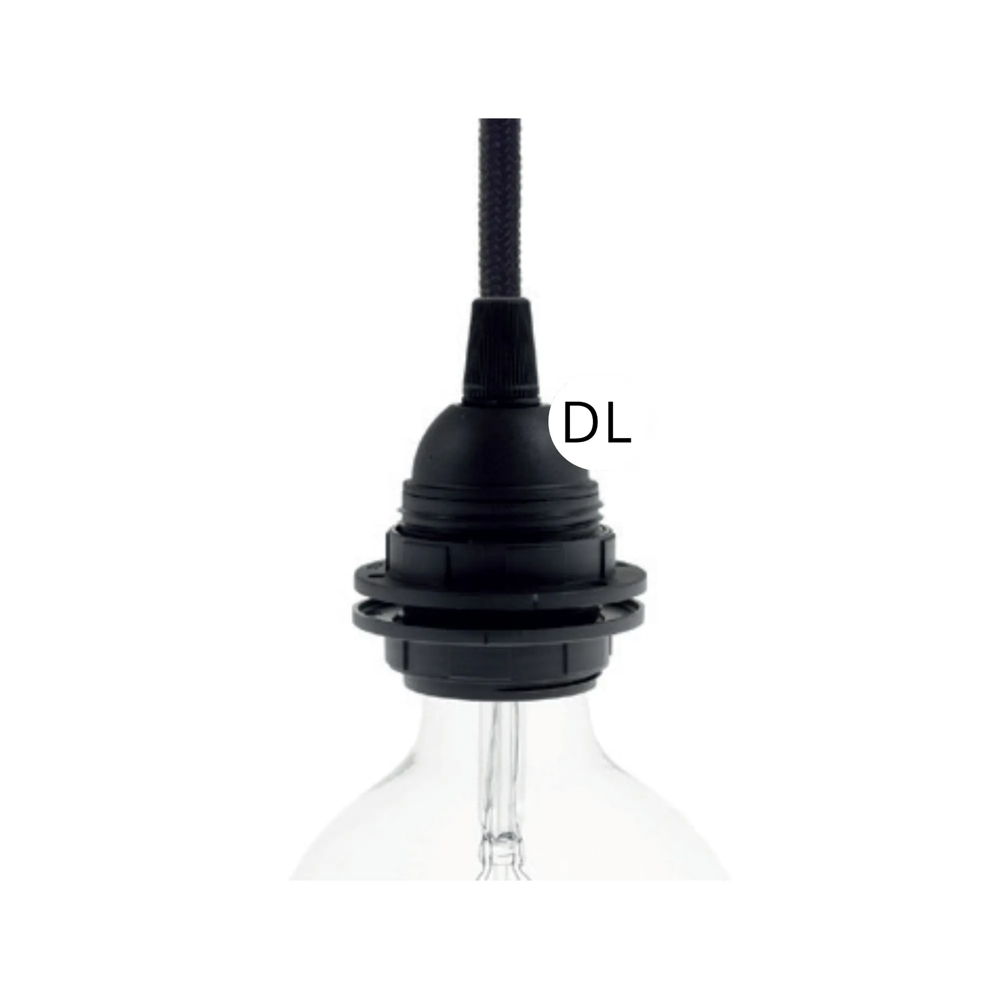 [DAY-PL27DGPNER] DAYLIGHT PL27DGPNER | PORTALAMPADA E27 BLACK DOPPIA GHIERA TERMOPLASTICO