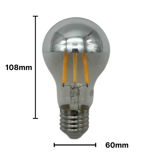 [DAY-700200.0DA] DAYLIGHT 700200.0DA | LED DL FIL A60 CUP ARGENTO 7W E27 2700K HALF SILVER DIM