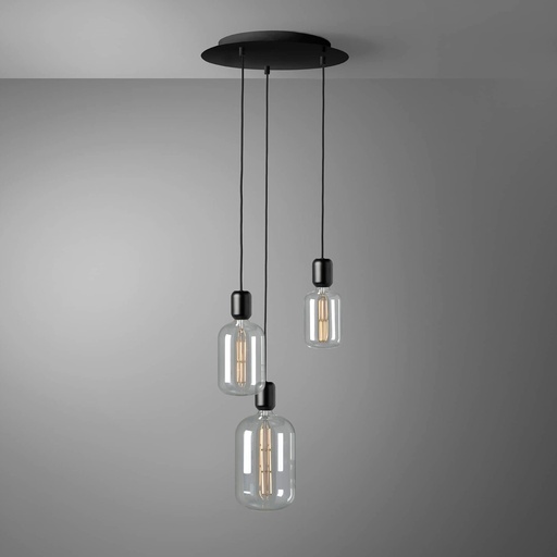 [DAY-810139.00A] DAYLIGHT 810139.00A | ROMA PENDEL 3 CADUTE BLACK CAR BLACK CARAMELLA CLEAR