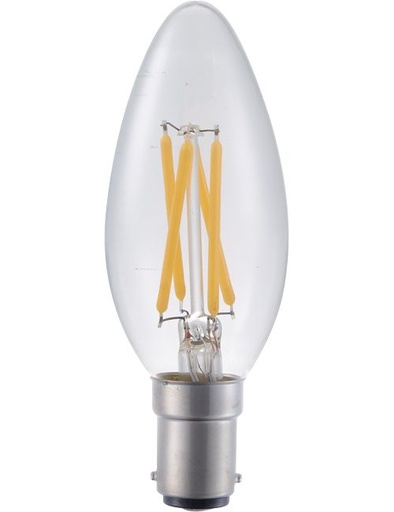 [SPL-LF024040302] SPL LIGHTING LF024040302 | LED BA15D FILAMENT CANDLE C35X100MM 230V 320LM 4W 2500K 925 360° AC CLEAR DIMMABLE