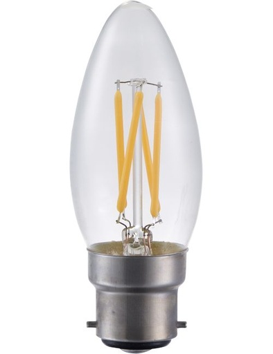 [SPL-LF024061302] SPL LIGHTING LF024061302 | LED BA22D FILAMENT CANDLE C35X100MM 230V 320LM 4W 2500K 925 360° AC CLEAR DIMMABLE