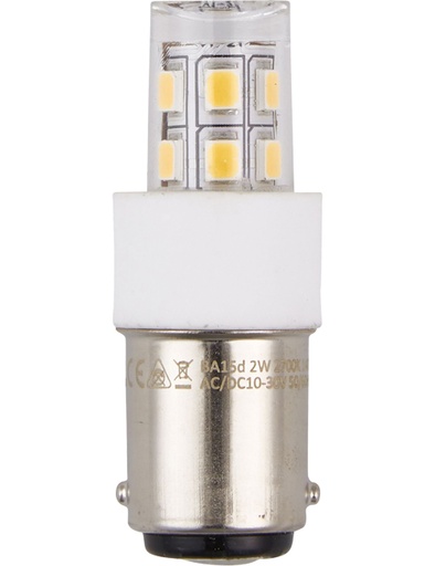[SPL-L024372427-1] SPL LIGHTING L024372427-1 | LED BA15D TUBE T17X47MM 10-30V 360° 190LM 2W 2700K 827 360° AC/DC CLEAR NON-DIMMABLE