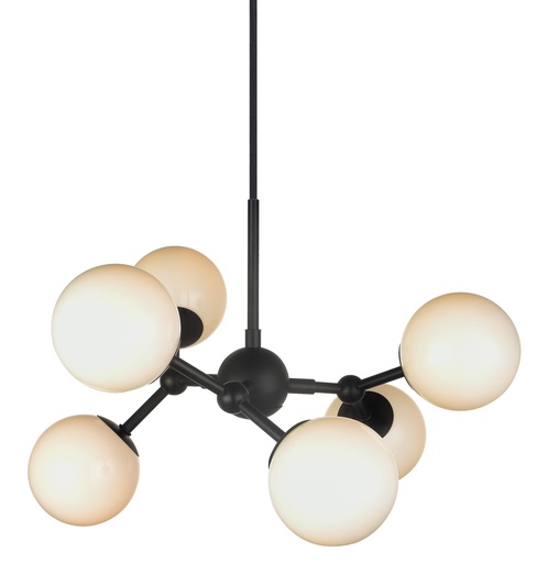 [HALO-736546] HALO DESIGN 736546 | ATOM MINI CHANDELIER BLACK & OPAL GLASS, 6XG9 IP20