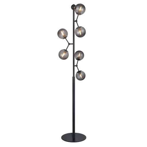 [HALO-738885] HALO DESIGN 738885 | ATOM FLOORLAMP, BLACK & SMOKE GLASS, 6XG9 IP20