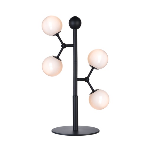 [HALO-740093] HALO DESIGN 740093 | ATOM TABLELAMP, BLACK & OPAL GLASS, 4XG9 IP20