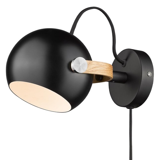 [HALO-734108] HALO DESIGN 734108 | D.C WALL LAMP Ø12 G9, BLACK / OAK IP20