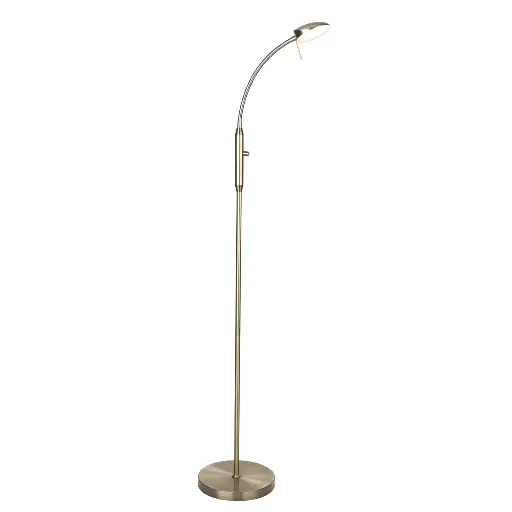 [HALO-715985] HALO DESIGN 715985 | VEGAS FLOOR LAMP 1-ARM DIMMER ANTIQUE BRASS 3000K 7W DIMMABLE IP20