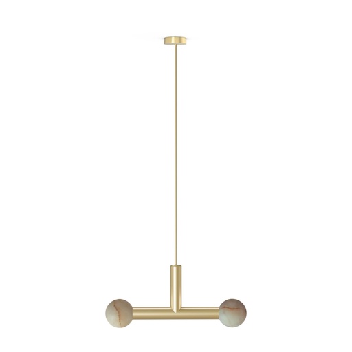 [ROB-07072] ROBIN 07072 | RIGOBERTA PENDANT TRIO - GOLD, GOLD TEXTILE CABLE, AND ALABASTER SPHERE