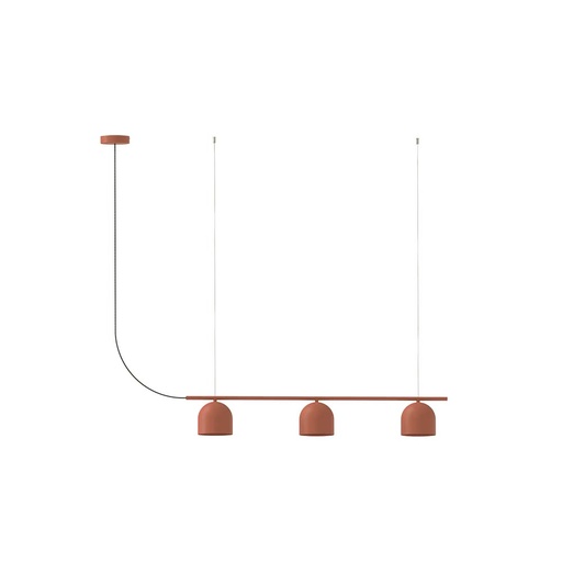 [ROB-02855] ROBIN 02855 | RIO PENDANT CHANDELIER LINEAR 3 - MATTE TERRACOTTA RED