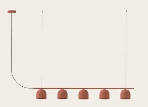 [ROB-02893] ROBIN LAMPS 02893 | RIO PENDANT CHANDELIER 5 - MAT TERRACOTTA RED