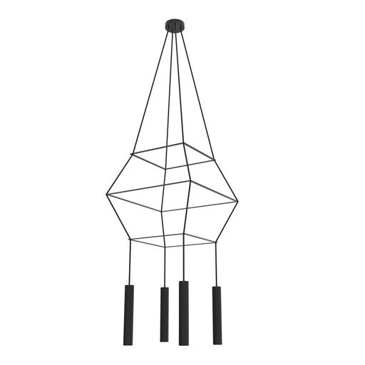 [ROB-03326] ROBIN 03326 | ROSE PENDANT CHANDELIER SQUARE 16 - MATTE BLACK