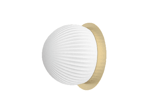 [ROB-02756] ROBIN LAMPS 02756 | ROI WALL CEILING DISC - MAT POLISHED BRASS BASE AND OPAL WHITE GLASS