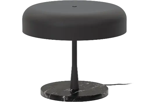 [ROB-01087] ROBIN LAMPS 01087 | REA TABLE - DARK MARBLE BASE AND MAT BLACK SHADE