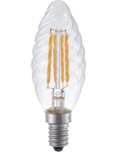 [SPL-LX023810309-1] SPL LIGHTING LX023810309-1 | LED E14 FILAMENT TWISTED CANDLE C35X100MM 230V 350LM 4W 2200K 922 360° AC CLEAR DIMMABLE